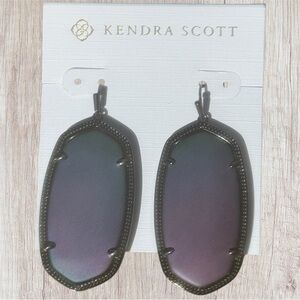Kendra Scott Danielle Earrings Gunmetal Matte Galaxy Glass Color-Shift Statement